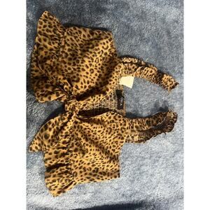 Leopard tie crop top